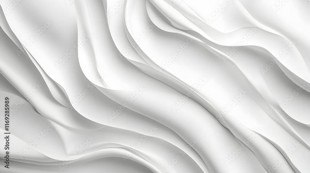Fototapeta premium Abstract White Draped Fabric Soft Curves Design