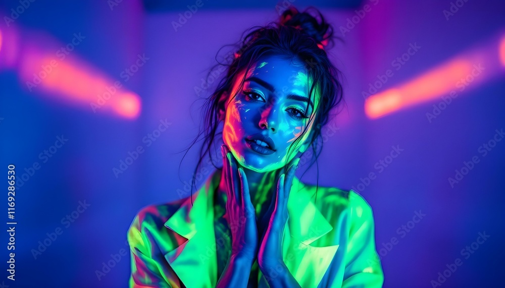Ultraviolet photography of portraits with luminous paint