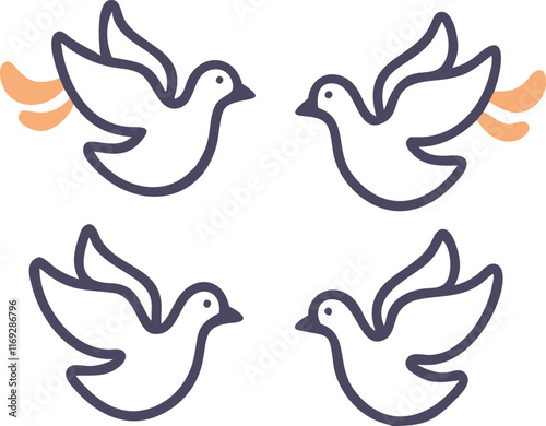 Vector illustration icon of Dove using solid color outline design. photo