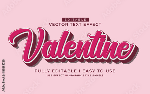 3d editable valentine day text effect typography style template