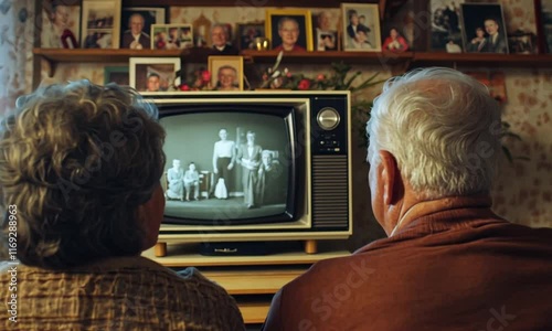 Elderly Couple Watching Television