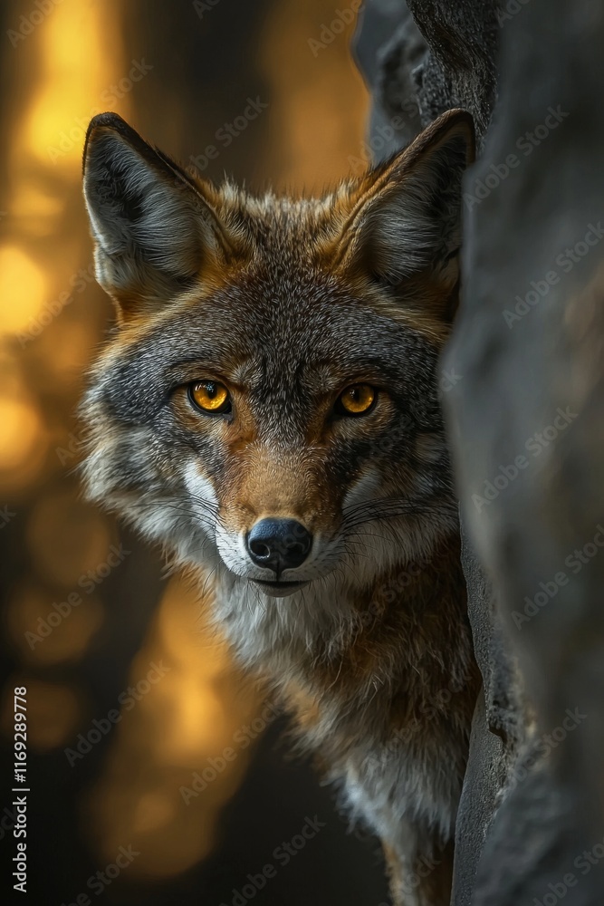 Fototapeta premium Coyotes Eyes: A Majestic Portrait of a Wild Animal