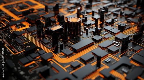 Abstract Circuit Board: A Technological Cityscape