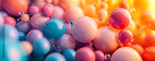 Vibrant floating balloons in abstract arrangements, Generative AI