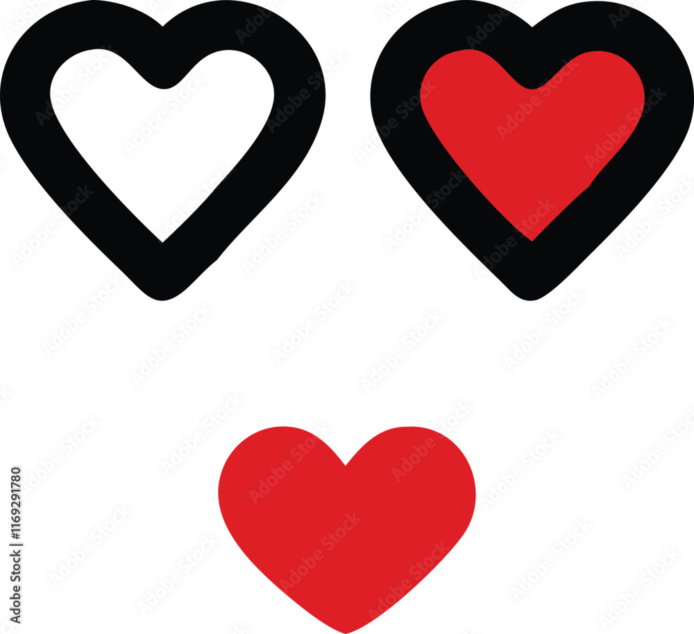 Love heart icon set clipart using red and black color and vector illustration design. Love heart icon set clipart using red and black color and vector illustration design.
