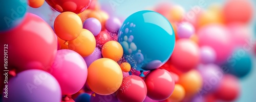 Vibrant floating balloons in abstract arrangements, Generative AI
