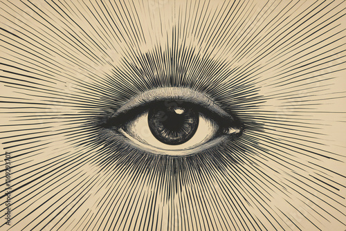 All Seeing eye. Sacred Masonic symbol. The Eye of Providence. Occultism black sadness look. Alchemy, religion, spirituality, occultism