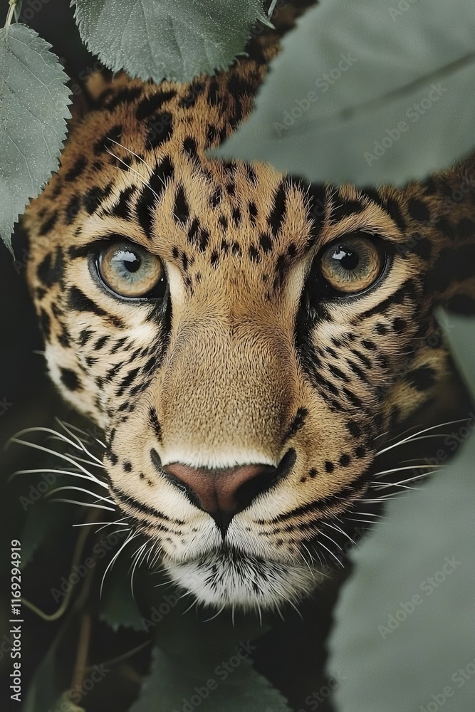 Naklejka premium Close-up of a Majestic Leopard in the Wild