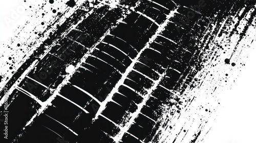 Tire tread marks, wheel textures, tire marks from off, road, rally, motocross, car racing, and other events, Grunge, inspired vector black isolated texture