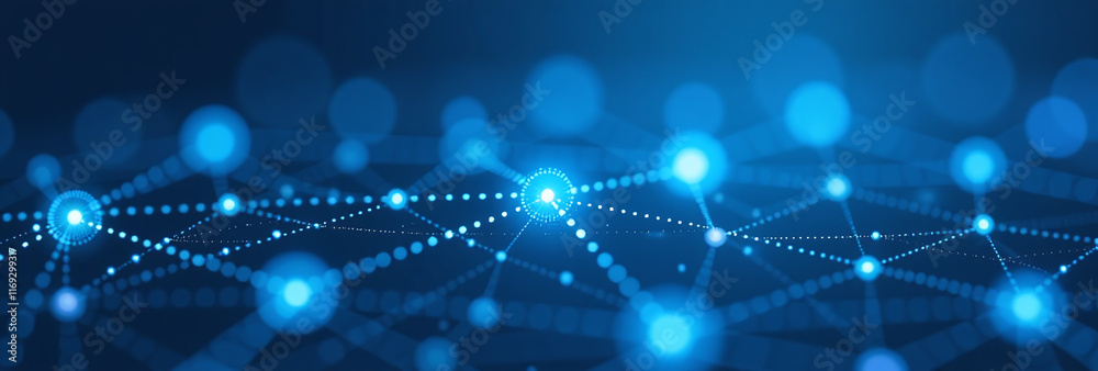 Obraz premium connected dots bright blue background scientific vector style communication design