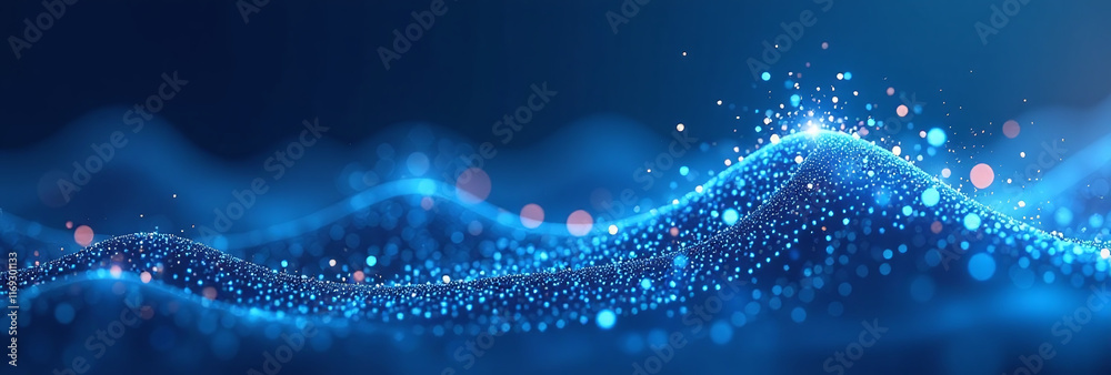 Obraz premium digital art features blue waves particles modern design style web visual identity