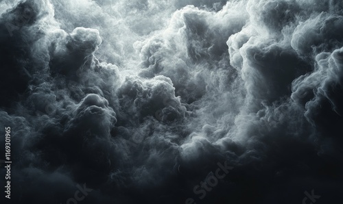 Abstract dark smoke clouds with glowing accents, Generative AI