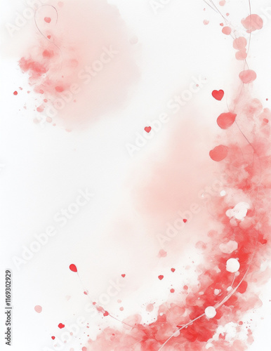abstract watercolor background with hearts - abstract love red hearts background - Generative AI