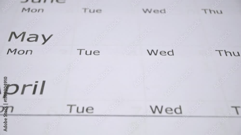 camera is moving over blank monthly calendars, time concept camera is moving over blank monthly calendars, time concept