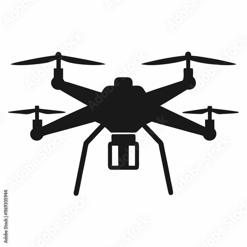 Smart Agriculture Drone Silhouette Vector