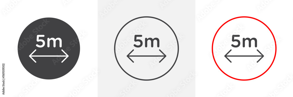 5 meter signs set in black and colored versions 5 meter signs set in black and colored versions