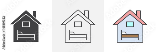 Accomodation icons in black and colored versions