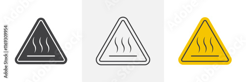 Caution hot surface signs set in black and colored versions