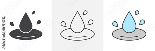 Essentials oil drop icons in black and colored versions