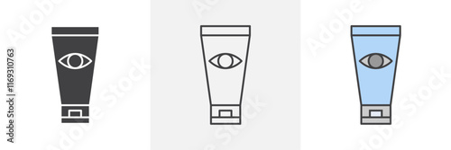 Eye cream icons in black and colored versions