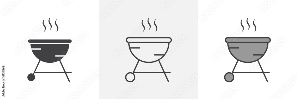 Grill icons in black and colored versions Grill icons in black and colored versions