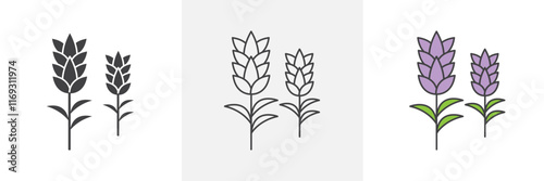 Lavender icons in black and colored versions