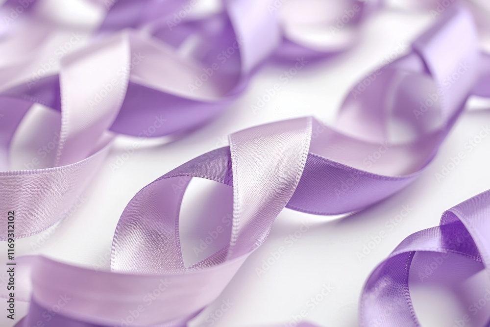 Intertwined lilac ribbons against a soft background creating a serene atmosphere with light Intertwined lilac ribbons against a soft background creating a serene atmosphere with light