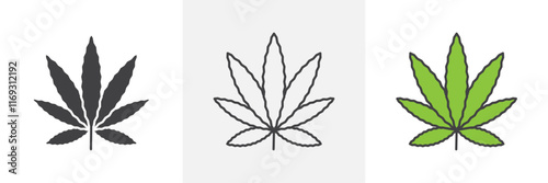 Marijuana icons in black and colored versions