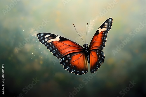 Intricate patterns of a rare butterfly s pheromone dusted wings fluttering through a sunlit verdant glade rendered in a loose expressive brushstroke style reminiscent of the Post Impressionists photo