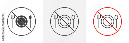 No eating sign vector in black and colored versions