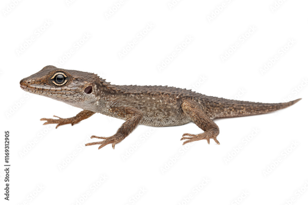 Fototapeta premium A small lizard is laying on a transparent background