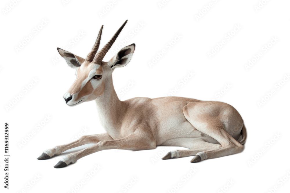 Fototapeta premium Graceful antelope Resting on Transparent Background in Studio Lighting