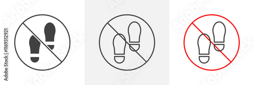 No foot print sign vector in black and colored versions