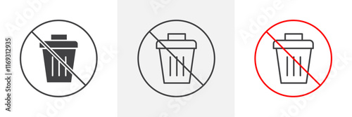 No garbage sign vector in black and colored versions
