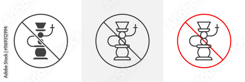 No hookah sign vector in black and colored versions