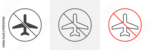 No plane sign vector in black and colored versions