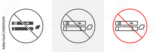 No smoking including electronic cigarettes sign vector in black and colored versions