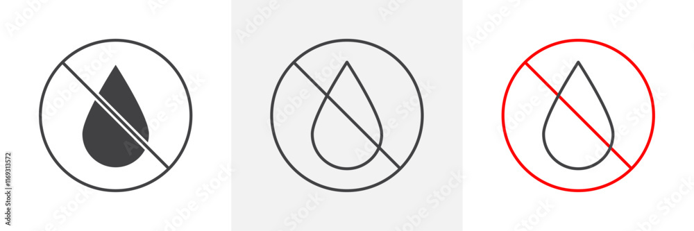 No Water drop sign vector in black and colored versions