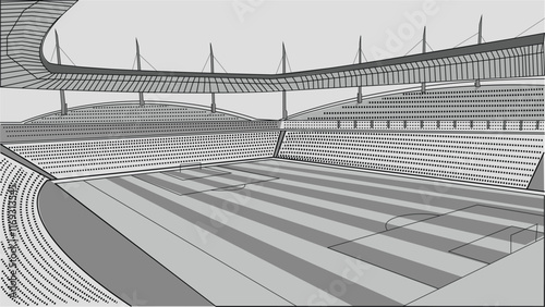 Modern Stadium line art Soccer Stadium vector illustration Multi-purpose Sports Stadium sketch Cricket Stadium Football Stadium hand drawn art