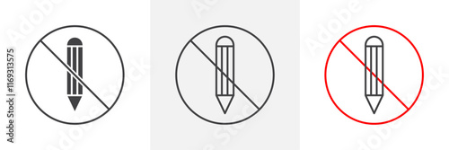 No writing sign vector in black and colored versions