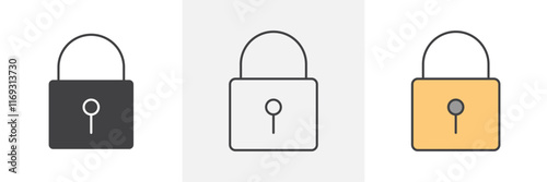 Padlock icons in black and colored versions