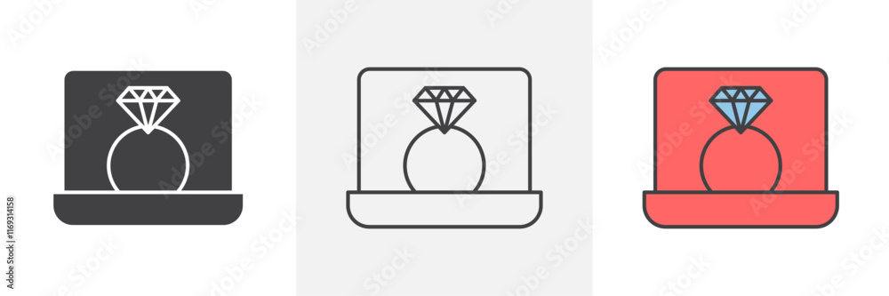 Ring icons in black and colored versions Ring icons in black and colored versions