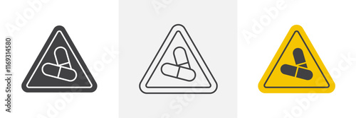 Side effects signs set in black and colored versions