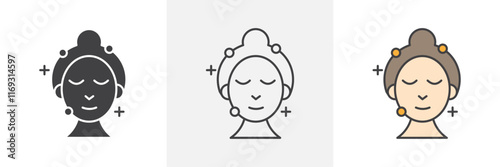 Skincare icons in black and colored versions