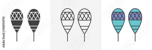 Snowshoes icons in black and colored versions