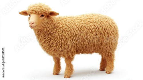 Realistic 3D sheep perfect for children's books, educational materials, or farm-themed projects. Its fluffy coat adds charm. photo