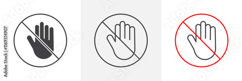 Stop signs set in black and colored versions