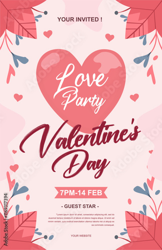 Valentines Day Flyer Illustration Template