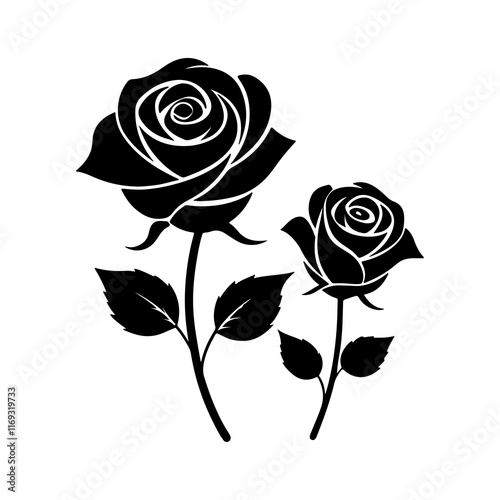 Wallpaper Mural Rose Combo Silhouette Vector – Elegant Floral Design for Creative Projects Torontodigital.ca
