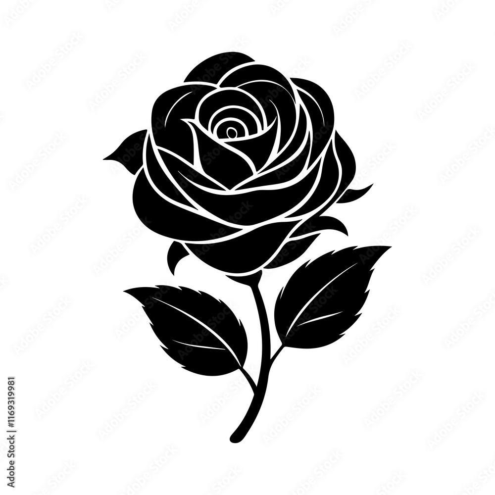 Rose Silhouette Vector for Feminine Art and Digital Designs Rose Silhouette Vector for Feminine Art and Digital Designs